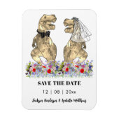 Dinosaur Themed Wedding Fun Save the Date Magnet (Vertikal)