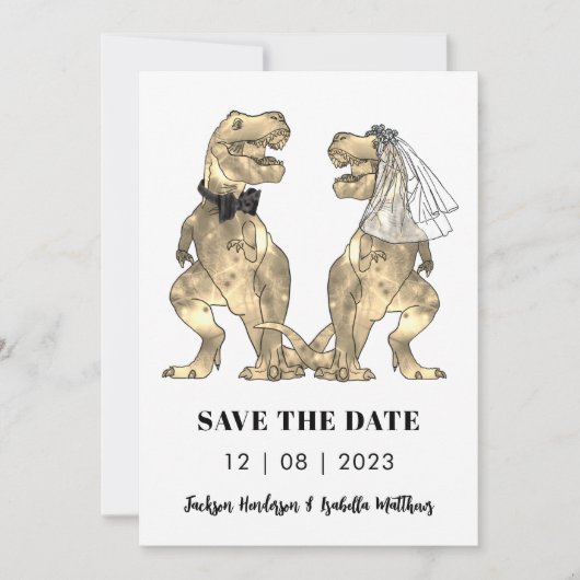Dinosaur Themed Wedding Green Save The Date (Vorderseite)