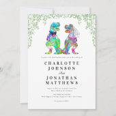 Dinosaur Themed Wedding QR Code Einladung (Vorderseite)