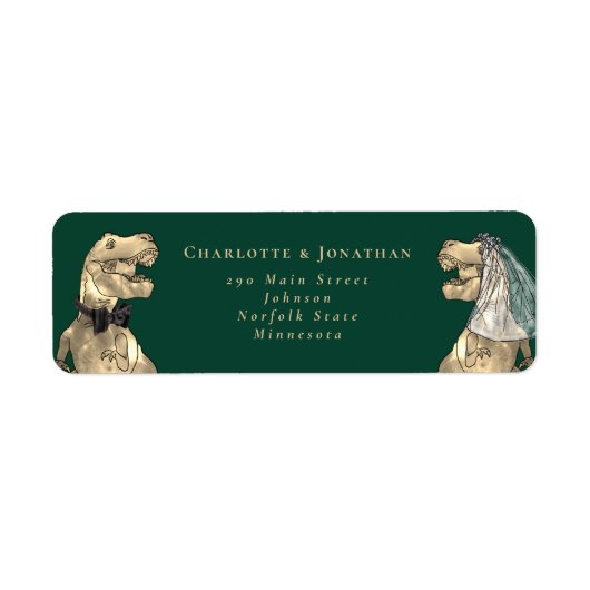 Dinosaur Themed Wedding Rücksendeadresse (Vorne)