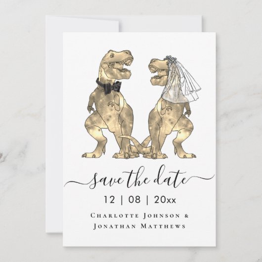 Dinosaur Themed Wedding Save The Date (Vorderseite)
