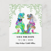 Dinosaur Themed Wedding Save the Date Funny Postkarte (Vorderseite)