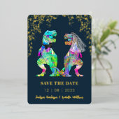 Dinosaur Themed Wedding Save the Date Gold Folieneinladung (Stehend vorne)