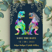 Dinosaur Themed Wedding Save the Date Gold Folieneinladung