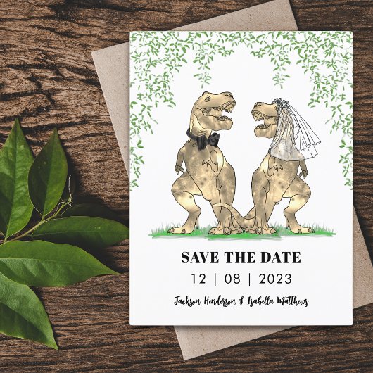 Dinosaur Themed Wedding Save the Date Postkarte