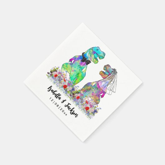 Dinosaur Themed Wedding Serviette (Ecke)