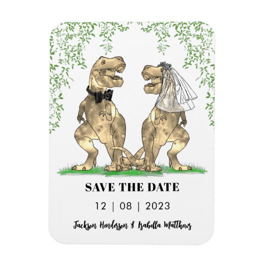 Dinosaur Themed Wedding speichern das Datum Magnet (Vertikal)