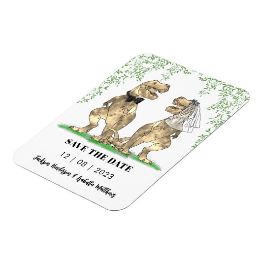 Dinosaur Themed Wedding speichern das Datum Magnet (Linke Seite)