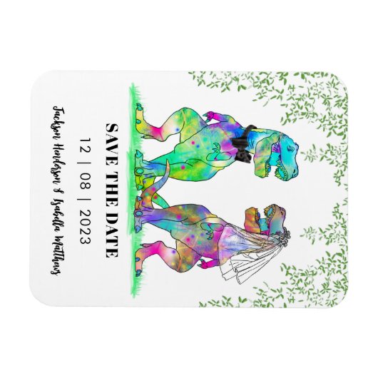 Dinosaur Themed Wedding speichern das Datum Magnet (Horizontal)