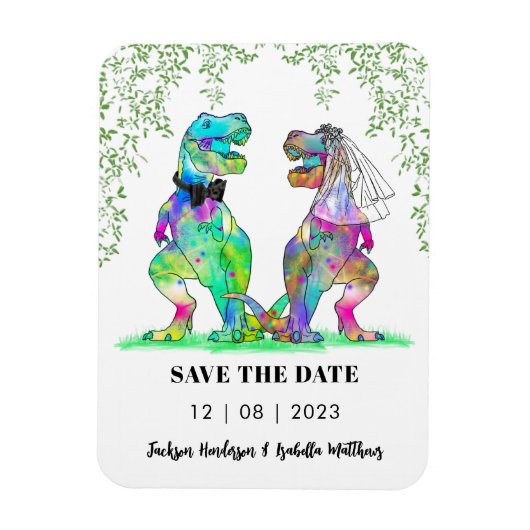 Dinosaur Themed Wedding speichern das Datum Magnet (Vertikal)