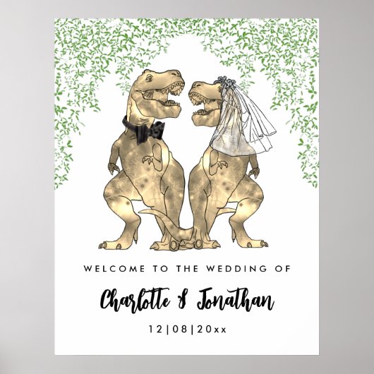 Dinosaur Themed Wedding Willkommen Poster (Vorne)