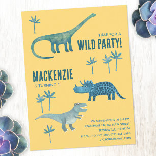 Dinosaur-Themen-Einladung zur Kindergeburtstagsfei Postkarte