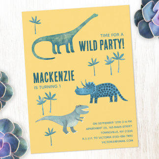 Dinosaur-Themen-Einladung zur Kindergeburtstagsfei Postkarte