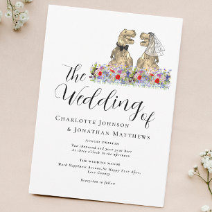 Dinosaur-Themen-Hochzeit mit Blumen Einladung
