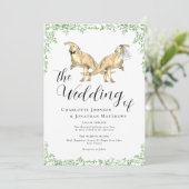 Dinosaur-Themen-Hochzeit QR-Code-Einladung Einladung (Stehend Vorderseite)
