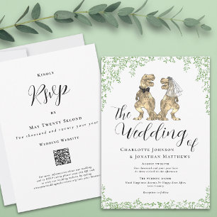 Dinosaur-Themen-Hochzeit QR-Code-Einladung Einladung