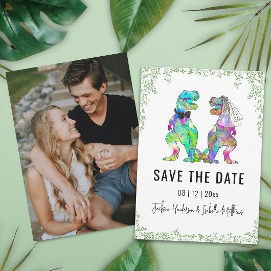 Dinosaur-Themen-Hochzeit Save the Date Foto