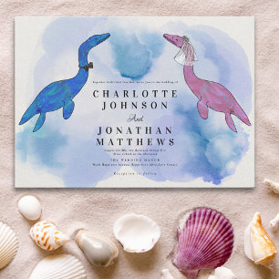 Dinosaur-Themen-Hochzeit Wasserfarbe Meer Einladun Einladung