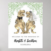 Dinosaur-Themen-Hochzeitsbegrüßung Poster (Vorne)