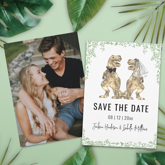 Dinosaur-Themen-Hochzeitsfoto Save The Date
