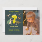 Dinosaur-Themen-Junge 7. Geburtstag Einladung (Vorderseite)