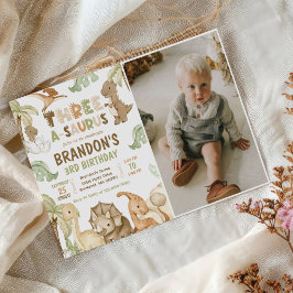 Dinosaur Three-A-Saurus 3. Geburtstag Party Foto Einladung