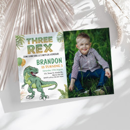 Dinosaur Three Rex 3. Geburtstagseinladung Einladung