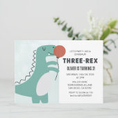 Dinosaur Three-Rex | 3 Rex Birthday Einladung (Stehend Vorderseite)