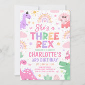 Dinosaur Three Rex 3rd Birthday Invitation Einladung (Vorderseite)