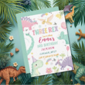 Dinosaur Three Rex 3rd Birthday Party  Einladung