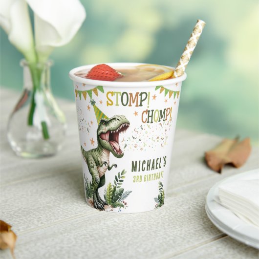 Dinosaur Three Rex 3rd Birthday Party Pappbecher (In Situ)