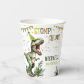 Dinosaur Three Rex 3rd Birthday Party Pappbecher (Rückseite)
