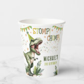 Dinosaur Three Rex 3rd Birthday Party Pappbecher (Vorderseite)