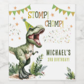 Dinosaur Three Rex 3rd Birthday Party Weinetikett (Einzelnes Label)