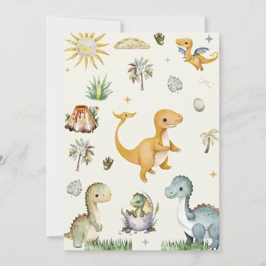 Dinosaur Three Rex Boy Einladung (Rückseite)