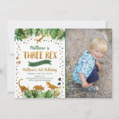 Dinosaur Three Rex Greenerity Geburtstag Einladung (Vorderseite)