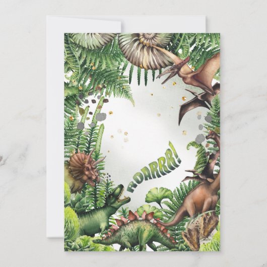 Dinosaur Three Rex Invitation Boy Einladung (Rückseite)