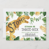 Dinosaur Three-Rex zum Geburtstag Einladung Boy Di (Vorderseite)