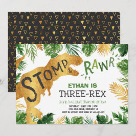Dinosaur Three-Rex zum Geburtstag Einladung Boy Di