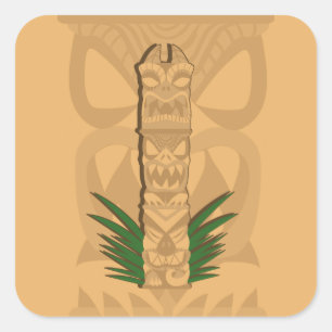 Dinosaur Tiki Totem Quadratischer Aufkleber