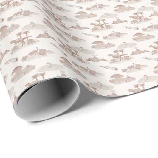 Dinosaur Toile (Braun) Geschenkpapier (Rolleneckpunkt)