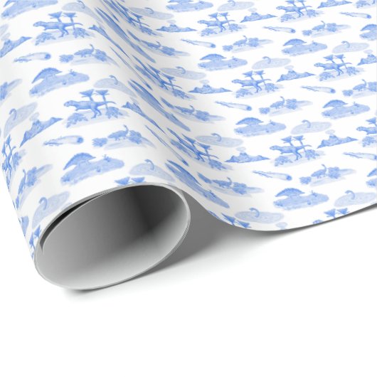 Dinosaur Toile (Periwinkle Blue)  Geschenkpapier (Rolleneckpunkt)