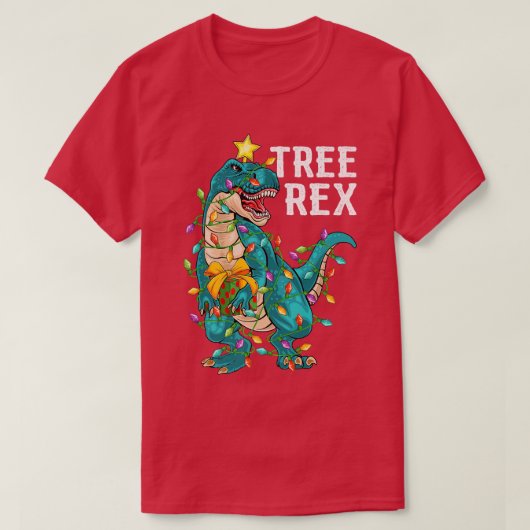 Dinosaur Tree Re Xmas Lights Funny Tre Dinosaur Ch T-Shirt (Design vorne)