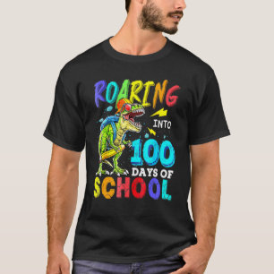 Dinosaur Trex Brüllt in 100 Tagen Schule Lehrer T-Shirt