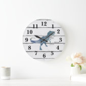 Dinosaur Trex Decor Rustic Shiplap Große Wanduhr (Zuhause)