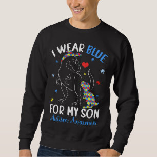 Dinosaur TRex Ich trage Blau für meinen Sohn Autis Sweatshirt
