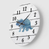 Dinosaur Triceratops Decor Rustic Shiplap Große Wanduhr (Winkel)