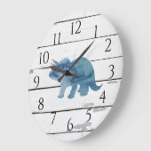 Dinosaur Triceratops Dekoration Rustikale Shiplap Große Wanduhr (Winkel)