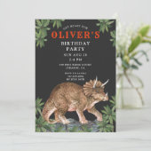 Dinosaur Triceratops Kinderparty Einladung (Stehend Vorderseite)