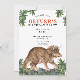 Dinosaur Triceratops Kinderparty Invitati Einladung